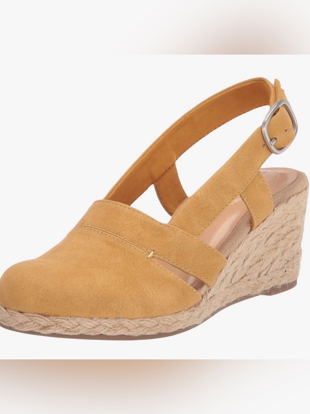 NWOT Easy Street Stargaze Espadrille Slingback Wedges SZ 8 1/2 Wide Color Yellow